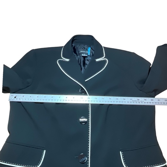 FOCUS 2000 Black Fully Lined Long Line Blazer / Jacket / Coat US Sz 12 - Picture 5 of 8